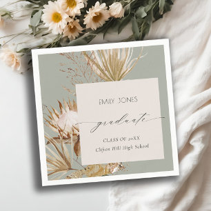 Serviette En Papier Saga Vert Protea Sec Palm Floral Photo Graduation
