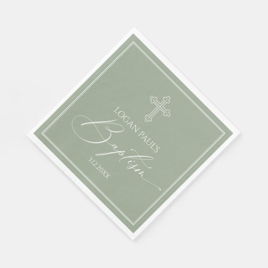 Serviette En Papier Sage Baptism elegant napkin (Coin)