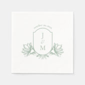 Serviette En Papier Sage Botanographie Monogram Crest Mariage Napkins (Devant)