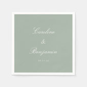 Serviette En Papier Sage Classic Script Elegant Wedding Custom Name (Devant)