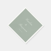 Serviette En Papier Sage Classic Script Elegant Wedding Custom Name (Coin)