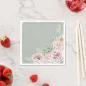 Serviette En Papier Sage Delicate aquarelle fleur rose pâle Anniversai (En situation)