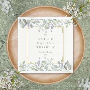 Serviette En Papier Sage et Lilac Aquarelle Floral Fête de Mariage