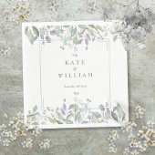 Serviette En Papier Sage et Lilac Floral Mariage géométrique