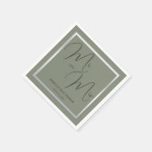 Serviette En Papier Sage et Mariage argenté sophistiqués (Coin)