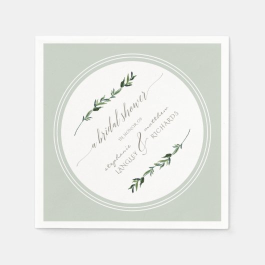 Serviette En Papier Sage Feuille de verdure Moderne Fête des mariées s (Devant)