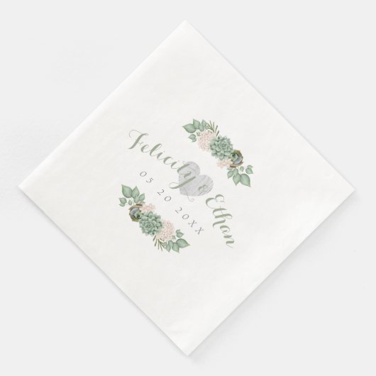 Serviette En Papier Sage Floral & Blanc Rustique Mariage Napkin (Coin)