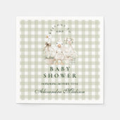 Serviette En Papier Sage Gingham Silly Goose Baby Shower (Devant)