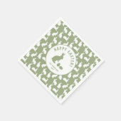 Serviette En Papier Sage Green And White Bunnies Happy Easter (Coin)