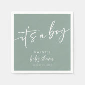 Serviette En Papier Sage Green Baby shower papier serviettes moderne g (Devant)