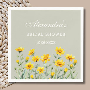 Serviette En Papier Sage Green Boho Jaune Fleur sauvage Fête des marié