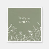 Serviette En Papier Sage Green, Boho, Mariage Fleur sauvage serviettes (Devant)