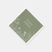 Serviette En Papier Sage Green, Boho, Mariage Fleur sauvage serviettes (Coin)