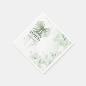 Serviette En Papier Sage Green Bow Baptême (Coin)