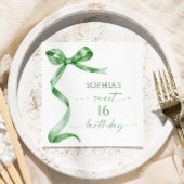 Serviette En Papier Sage Green Bow Sweet 16 Anniversaire
