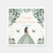 Serviette En Papier Sage Green Brunette Cheveux Princesse Sweet sixtee (Devant)