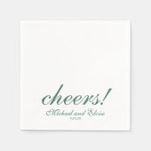Serviette En Papier Sage Green Cheers Élégant Mariage personnalisé (Devant)