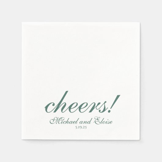 Serviette En Papier Sage Green Cheers Élégant Mariage personnalisé (Devant)