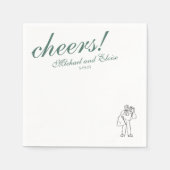 Serviette En Papier Sage Green Cheers Élégant Mariage personnalisé (Devant)