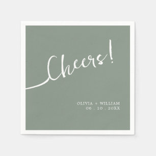 Serviette En Papier Sage Green Cheers Mariage Conception des scripts d