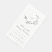 Serviette En Papier Sage Green Classic Floral Wreath Monogramme Mariag (Coin)