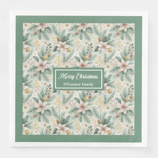Serviette En Papier Sage Green Custom Napkins Fêtes Personnalisées (Devant)