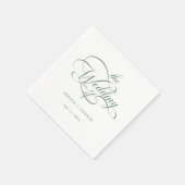 Serviette En Papier Sage Green Delicate Élégant Mariage de script (Coin)