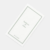 Serviette En Papier Sage Green Élégant Nom personnalisé Mariage modern (Coin)