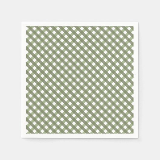 Serviette En Papier Sage Green En vichy Motif (Devant)