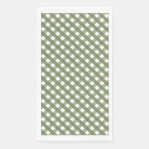 Serviette En Papier Sage Green En vichy Motif