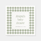 Serviette En Papier Sage Green En vichy Vérifier le Baby shower rustiq (Devant)