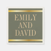 Serviette En Papier Sage Green et Golden Modern Mariage (Devant)