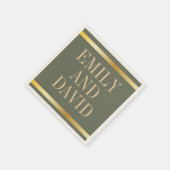 Serviette En Papier Sage Green et Golden Modern Mariage (Coin)