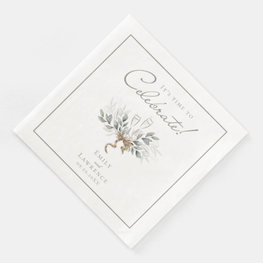 Serviette En Papier Sage Green Eucalyptus Dîner Champagne (Coin)