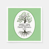 Serviette En Papier Sage Green Family Tree Réunion familiale (Devant)