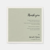 Serviette En Papier Sage Green Faux Vellum Mariage Merci Message (Devant)