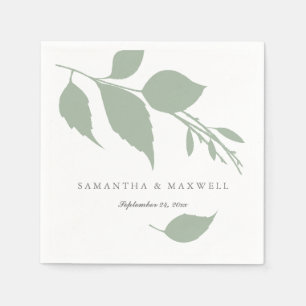 Serviette En Papier Sage Green Feuille Custom Cocktail Napkins