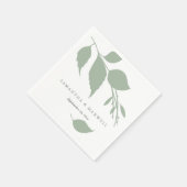 Serviette En Papier Sage Green Feuille Custom Cocktail Napkins (Coin)
