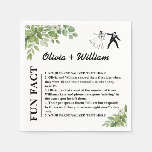 Serviette En Papier Sage Green Feuille Verdure Fun Fun Mariage (Devant)