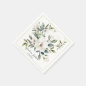 Serviette En Papier Sage Green Floral Baptême (Coin)
