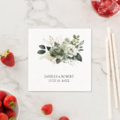 Serviette En Papier Sage Green Floral Wedding | (En situation)