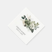 Serviette En Papier Sage Green Floral Wedding | (Coin)