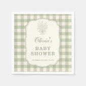 Serviette En Papier Sage Green Gingham Baby Shower Party (Devant)