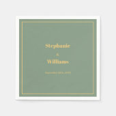 Serviette En Papier Sage Green Gold Golden Elegant Minimal Mariage (Devant)