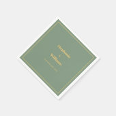 Serviette En Papier Sage Green Gold Golden Elegant Minimal Mariage (Coin)