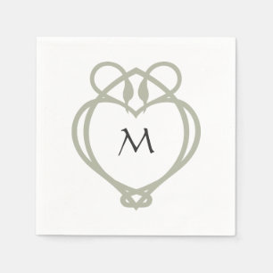 Serviette En Papier Sage Green Irlandais Celtic Swan Love Knot Monogra