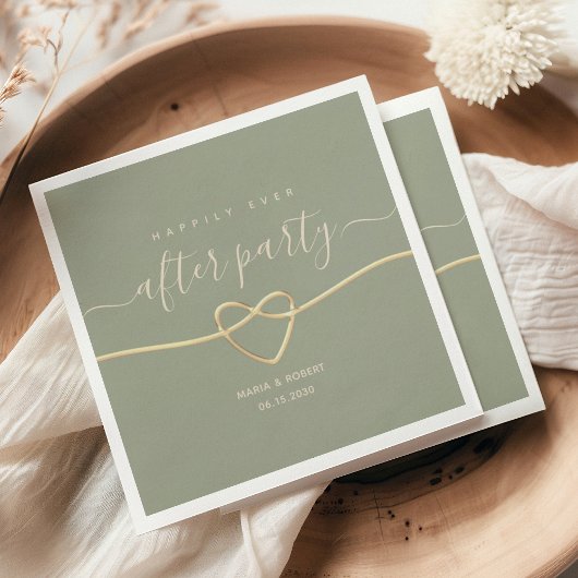 Serviette En Papier Sage Green Joyeusement Joyeux Jamais Après Mariage