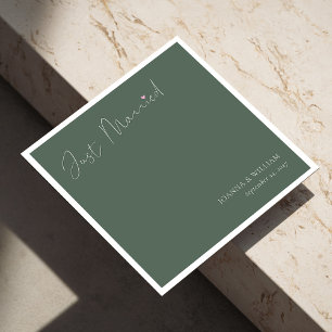 Serviette En Papier Sage Green Juste Marié Mariage serviettes avec des