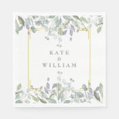 Serviette En Papier Sage Green Lilac Mariage Aquarelle Florale (Devant)