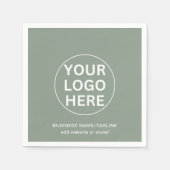 Serviette En Papier Sage Green Logo l Événements professionnels d'entr (Devant)